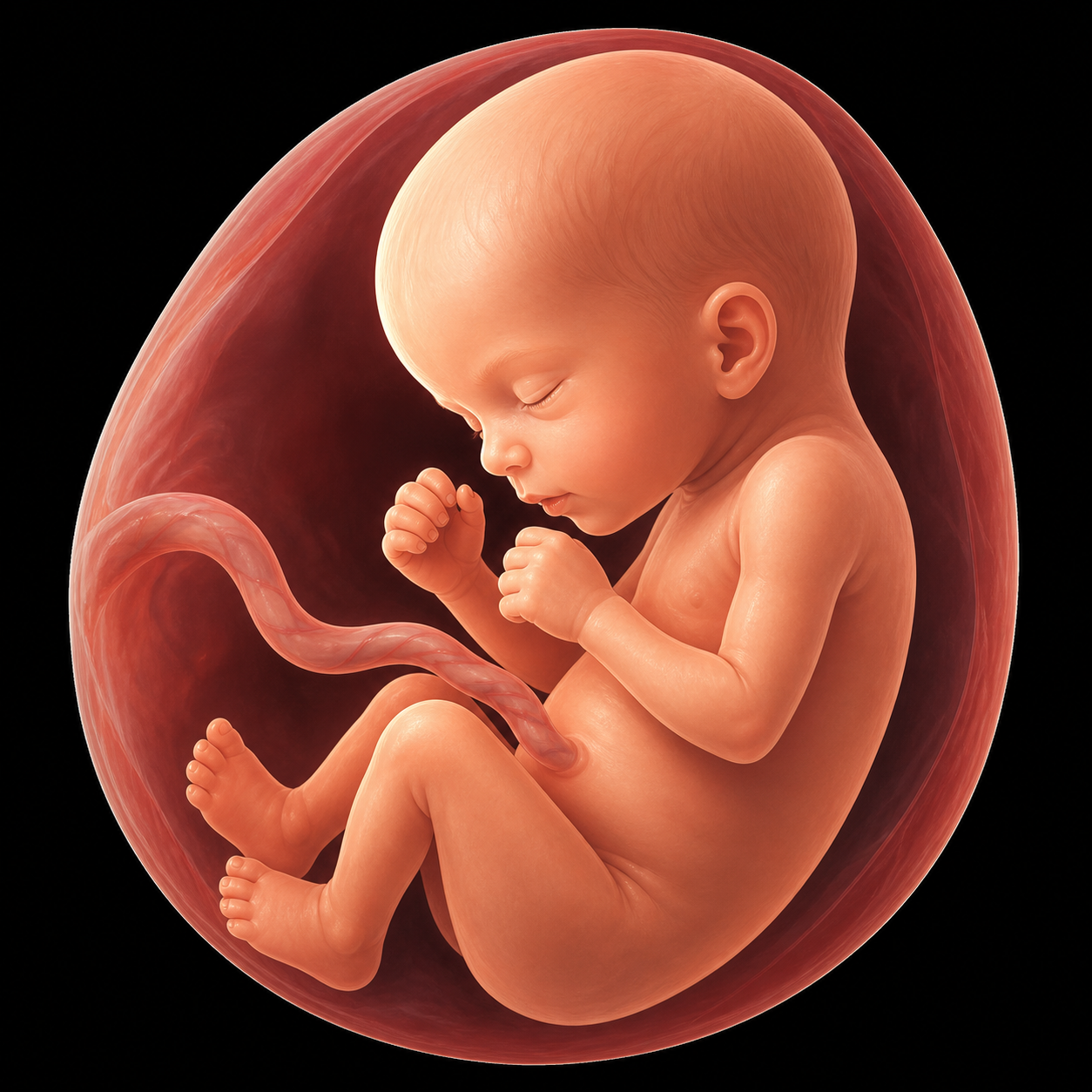 Illustration of a fetus in the womb